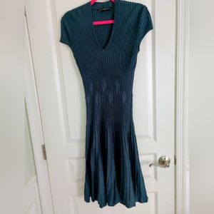 Peruvian Connection 100% Pima Cotton Cerulean Solange Knit Dress Small Ribbed